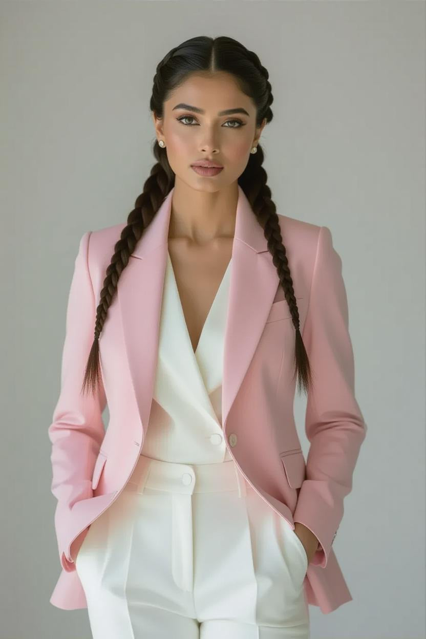 Pink Suit with White Trouser